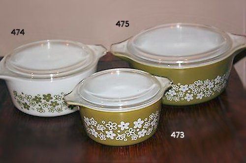 Vintage Pyrex Bowls with Lids and Handles Round