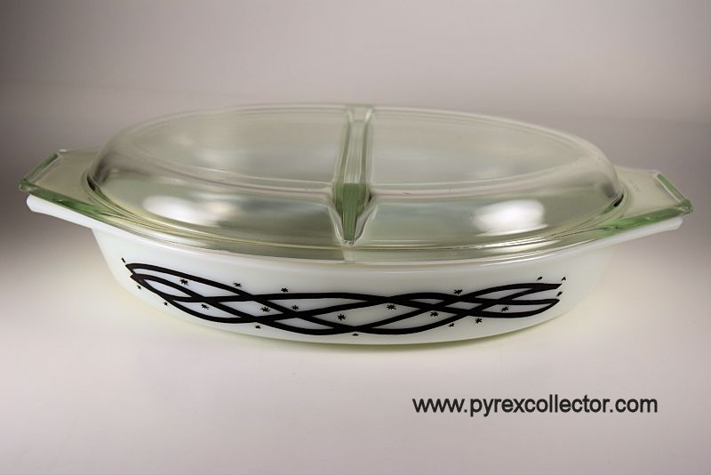 Black and White Barbed Wire Glass Pyrex Casserole Dish, Divided