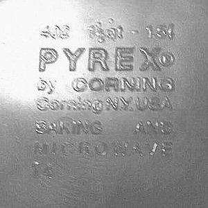 Pyrex TM backstamp 1970s.